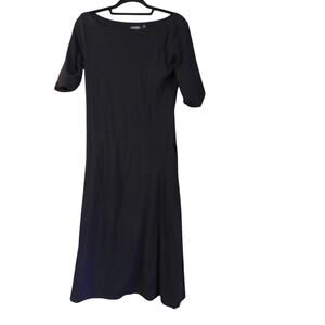 Ralph Lauren Long Black 3/4 Sleeve Dress 94% Cotton Medium
